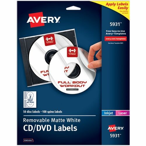 Laser Cd Labels, Matte White, 50/pack