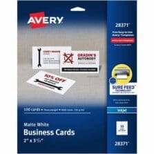 Business Cards, Inkjet, 2"x3-1/2", 500/CT, Matte White