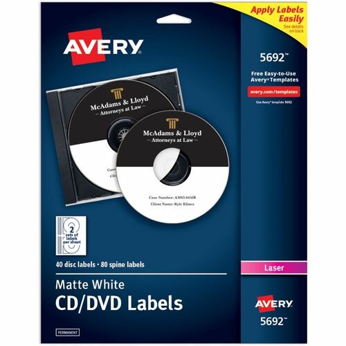 Laser Cd Labels, Matte White, 40/pack