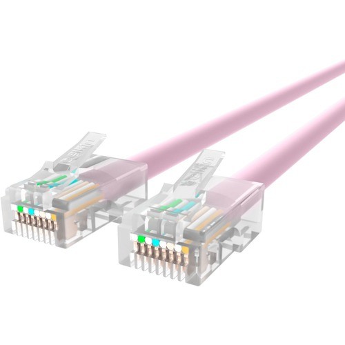 7FT CAT5E PATCH CABLE, UTP, PINK PVC JACKET, 24AWG, T568B, 50 MICRON, GOLD PLATE