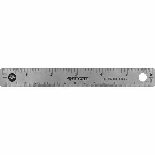 Stainless Steel Office Ruler With Non Slip Cork Base, Standard/metric, 6" Long