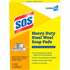 Scrub Pads w/Soap, Heavy-Duty, Steel Wool, 5"x4", 15/BX