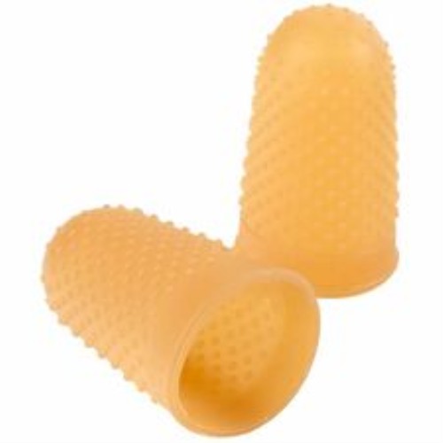 Rubber Finger Tips, Small, 9/16" Diameter, 1 DZ, Amber