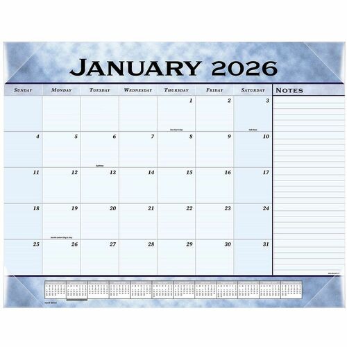 Slate Blue Desk Pad, 22 x 17, Blue Sheets, Clear Corners, 12-Month (Jan to Dec): 2026