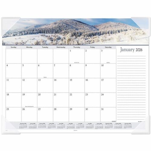 Landscape Panoramic Desk Pad, Landscapes Photography, 22 x 17, White Sheets, Clear Corners, 12-Month (Jan to Dec): 2026