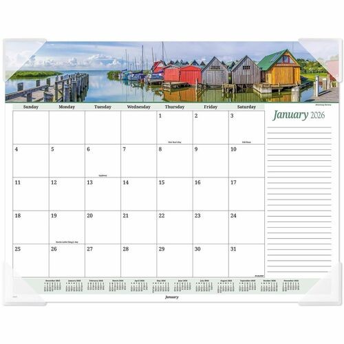 Seascape Panoramic Desk Pad, Seascape Panoramic Photography, 22 x 17, White Sheets, Clear Corners, 12-Month (Jan-Dec): 2026