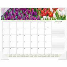 Desk Calendar Pad, Block, 12 Mth Jan-Dec, 22"x17", Floral