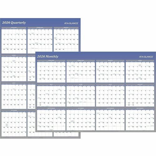 Vertical/Horizontal Erasable Quarterly/Monthly Wall Planner, 32 x 48, 12-Month (Jan to Dec): 2026