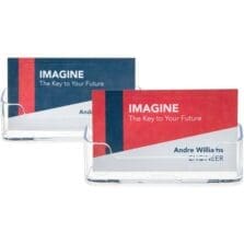 Desktop Business Card Holder, 3-3/4"x1-7/8"x1-1/2", 2/PK, CL