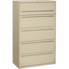 Lateral File, 5-Drawer, Metal, 42"x18"x64-1/2", Putty