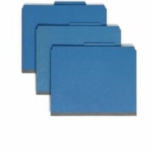 Classification Folders, 3 Dividers, Letter, 10/BX, Dark Blue