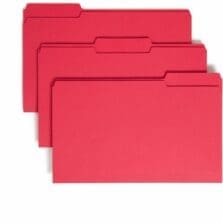 File Folder, 1/3 AST 1-Ply Tab, Legal, 100/BX, Red