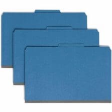 Classification Folders, 3 Dividers, Legal, 10/BX, Dark Blue