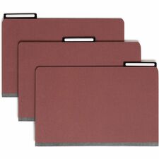 Classification Folders, 2 Dividers, 2" Exp, Lgl, 10/BX, Red