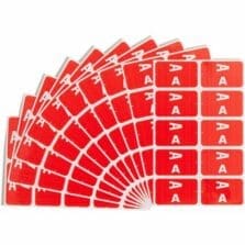 Color Coded Label, "A", 100/PK, Red