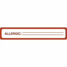Allergy Label, 5-1/2"x1", 175/Roll, Red