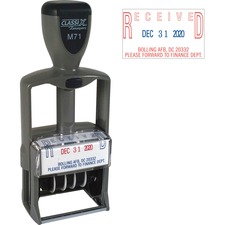 Self-Inking Date Stamp, 1-1/8"x1-7/8", 1-4 Lines, 25 Max/Line