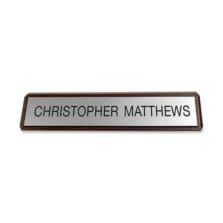 Nameplate, Customizable, Plastic, Wood Backing, 2"x10", Woodgrain
