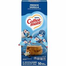 Liquid Coffee Creamers, .38 oz Singles, 50/BX, French Vanilla