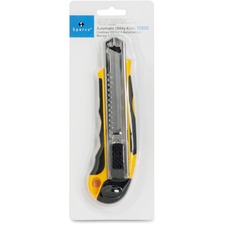 Automatic Utility Knife, w/4 Blades, Yellow/Black