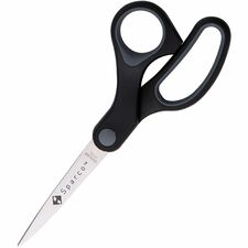Straight Scissors, Rubber Handles, 7" Straight, Black