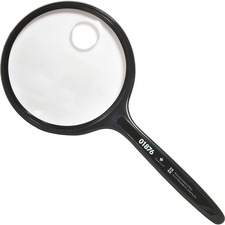 Round Hand-Held Magnifier, 2X Main/4X Bifocal, 3-1/2", BK