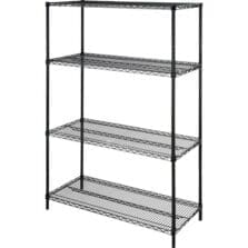 Shelving, Wire, 4 Shelves/4 Posts, 48"x18"x72", BK