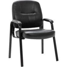 Guest Chair, 26"x28"x35-1/2", Black Leather