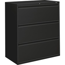 Lateral File, 3-Drawer, w/Lock, 36"x18"x39-1/8", Black