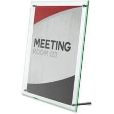 Sign Holder, Beveled Edge, Holds 8-1/2"x11", Green Edge/Clear
