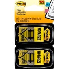 "Notarize" Message Flags, 1"x1-3/4", 100/PK, Yellow