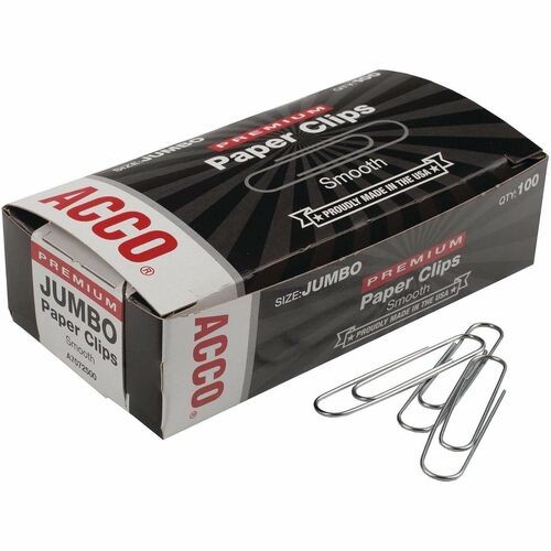 Premium Heavy-Gauge Wire Paper Clips, Jumbo, Smooth, Silver, 100 Clips/Box, 10 Boxes/Pack