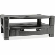 Monitor Stand, 2 Level, Adjustable Height., W/ Drawer, Black