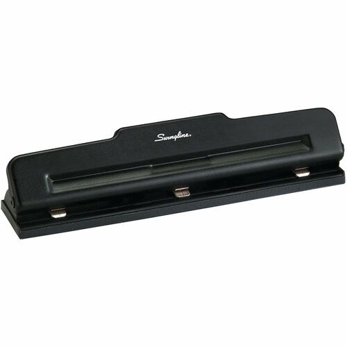 10-Sheet Desktop Light-Duty Two- To Three-Hole Adjustable Punch, 9/32" Holes, Black