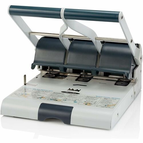 160-Sheet Antimicrobial Protected High-Capacity Adjustable Punch, Two- To Three-Hole, 9/32" Holes, Putty/gray