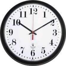 Wall Contract Clock, 13-3/4", White Dial, Clear Crystal, Black