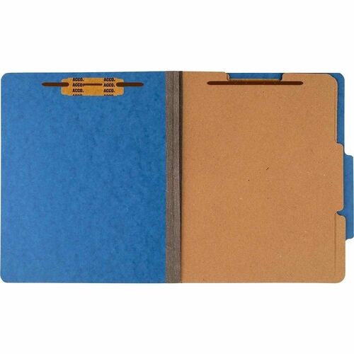 Pressboard Classification Folders, 3" Expansion, 2 Dividers, 6 Fasteners, Letter Size, Sky Blue Exterior, 10/Box
