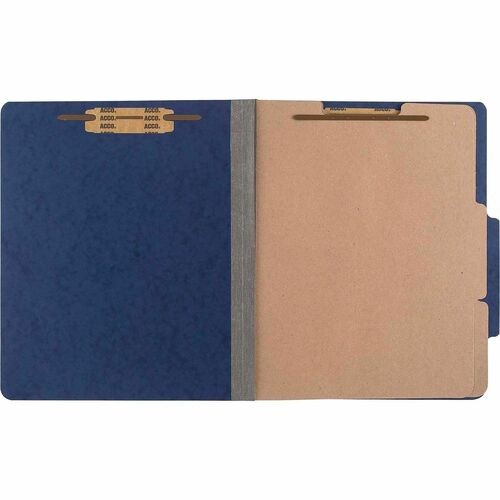 ColorLife PRESSTEX Classification Folders, 3" Expansion, 2 Dividers, 6 Fasteners, Letter Size, Dark Blue Exterior, 10/Box