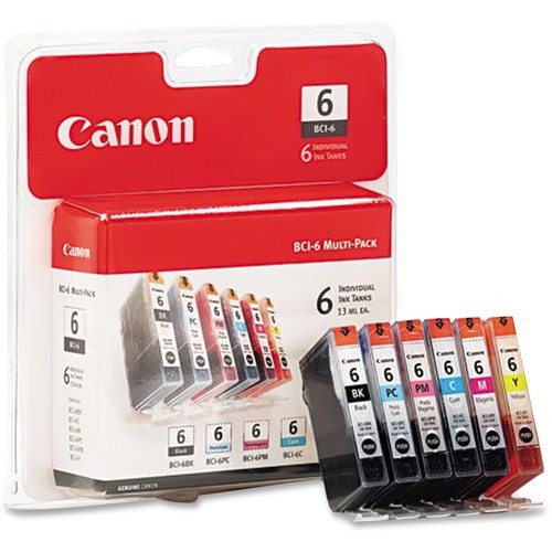 4705A018 (BCI-6) INK, 370 PAGE-YIELD, ASSORTED, 6/PK