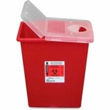 Biohazard Sharps Container W/Hinged Lid/Rotor, 8 Gal., Red