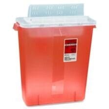 Biohazard Sharps Container W/Clear Lid, 3 Gallon, Red
