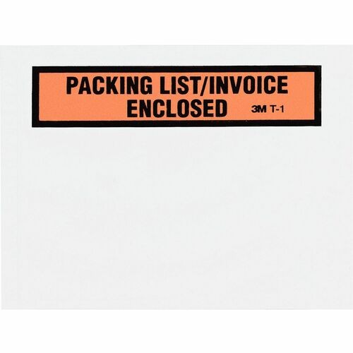 Top Print Self-Adhesive Packing List Envelope, Top-Print Front: Packing List/Invoice Enclosed, 4.5 x 5.5, Clear, 1,000/Box