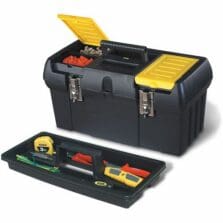 Heavy-duty Tool Box, 19-1/4"x10-1/4"x9-3/4", Black/Yellow
