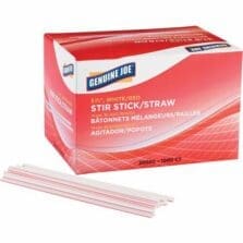 Stir Sticks/Straws, Plastic, F/Hot/Cold, 1000/BX, 5-1/2", WE/RD