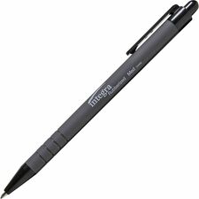Retractable Ballpoint Pen, Rubberized Barrel, Medium Pt, BK