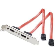 TURN TWO STANDARD SATA MOTHERBOARD CONNECTIONS INTO TWO EXTERNAL ESATA PORTS. -