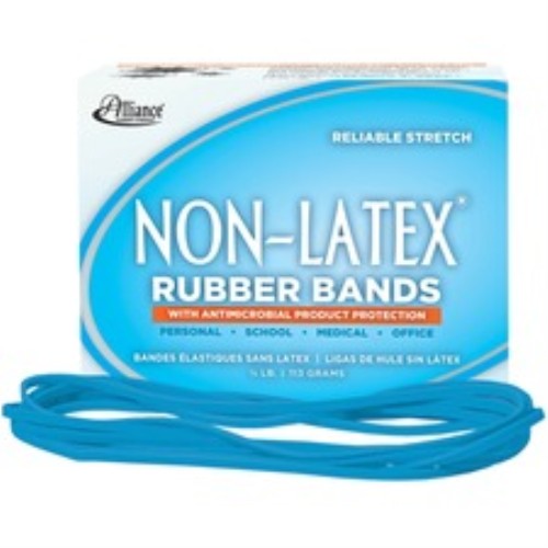 Antimicrobial Rubber Bands, 1/4lb, 7"x1/8", Appr.63/BX, CyanBlue