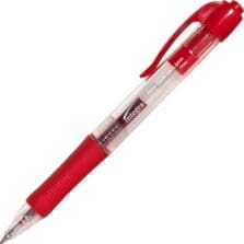 Gel Pen, Retractable, Permanent, .5mm Point, Red Barrel/Ink