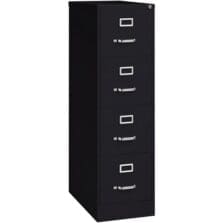 4-Drawer Vertical File, w/ Lock, 15"x26-1/2"x52", Black