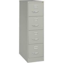 4-Drawer Vertical File, w/ Lock, 15"x26-1/2"x52", Lt Gray